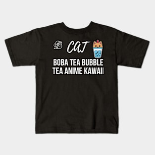 cat boba tea bubble tea anime kawaii Kids T-Shirt